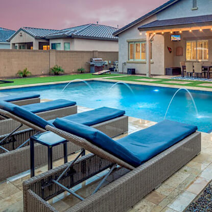 Travertine pool deck and hardscape in Naples, FL